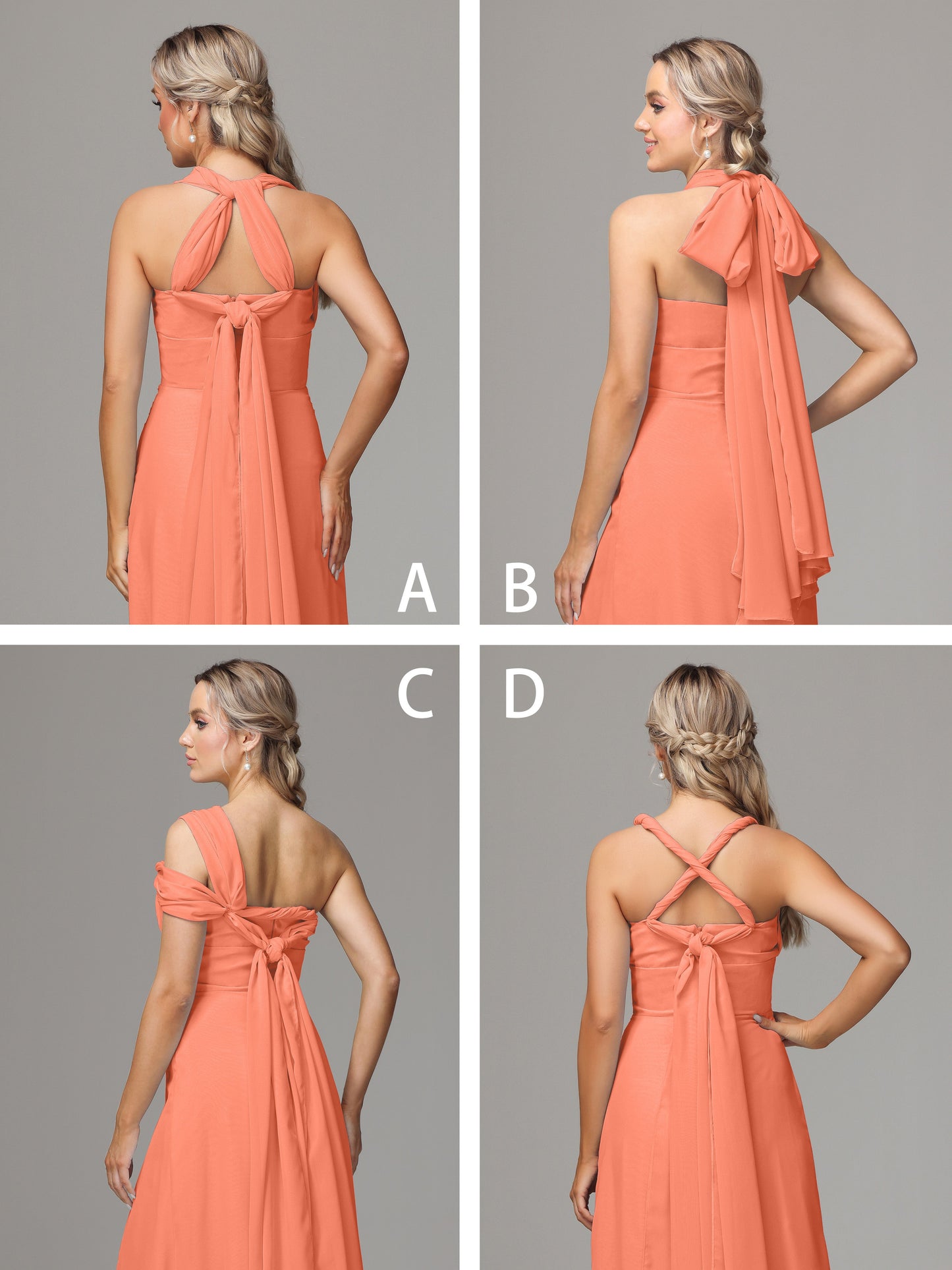 Sleeveless Off The Shoulder Chiffon Bridesmaid Dress With Slit