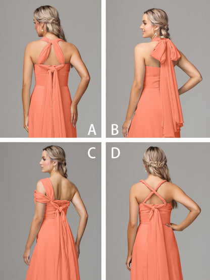 Sleeveless Off The Shoulder Chiffon Bridesmaid Dress With Slit