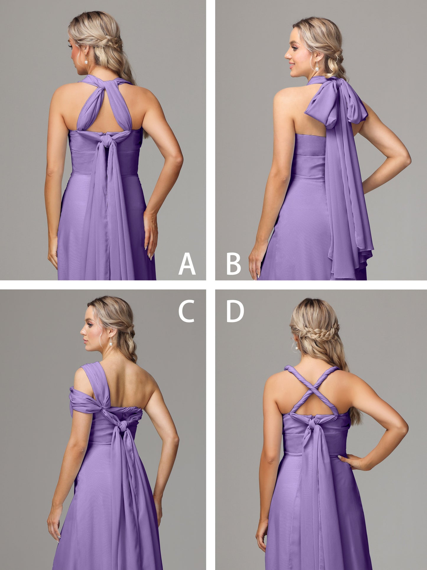 Sleeveless Off The Shoulder Chiffon Bridesmaid Dress With Slit