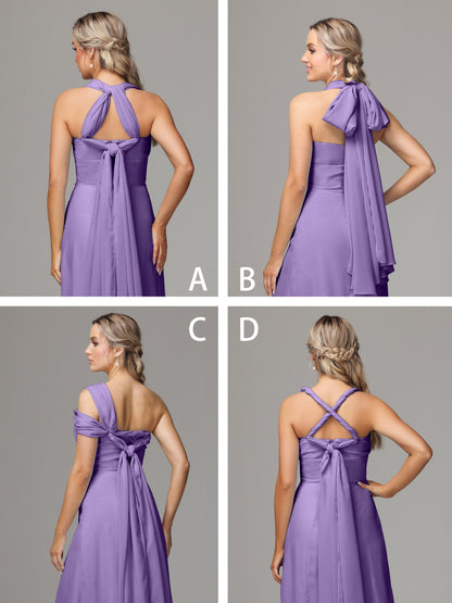 Sleeveless Off The Shoulder Chiffon Bridesmaid Dress With Slit