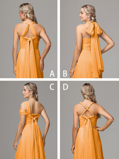 Sleeveless Off The Shoulder Chiffon Bridesmaid Dress With Slit