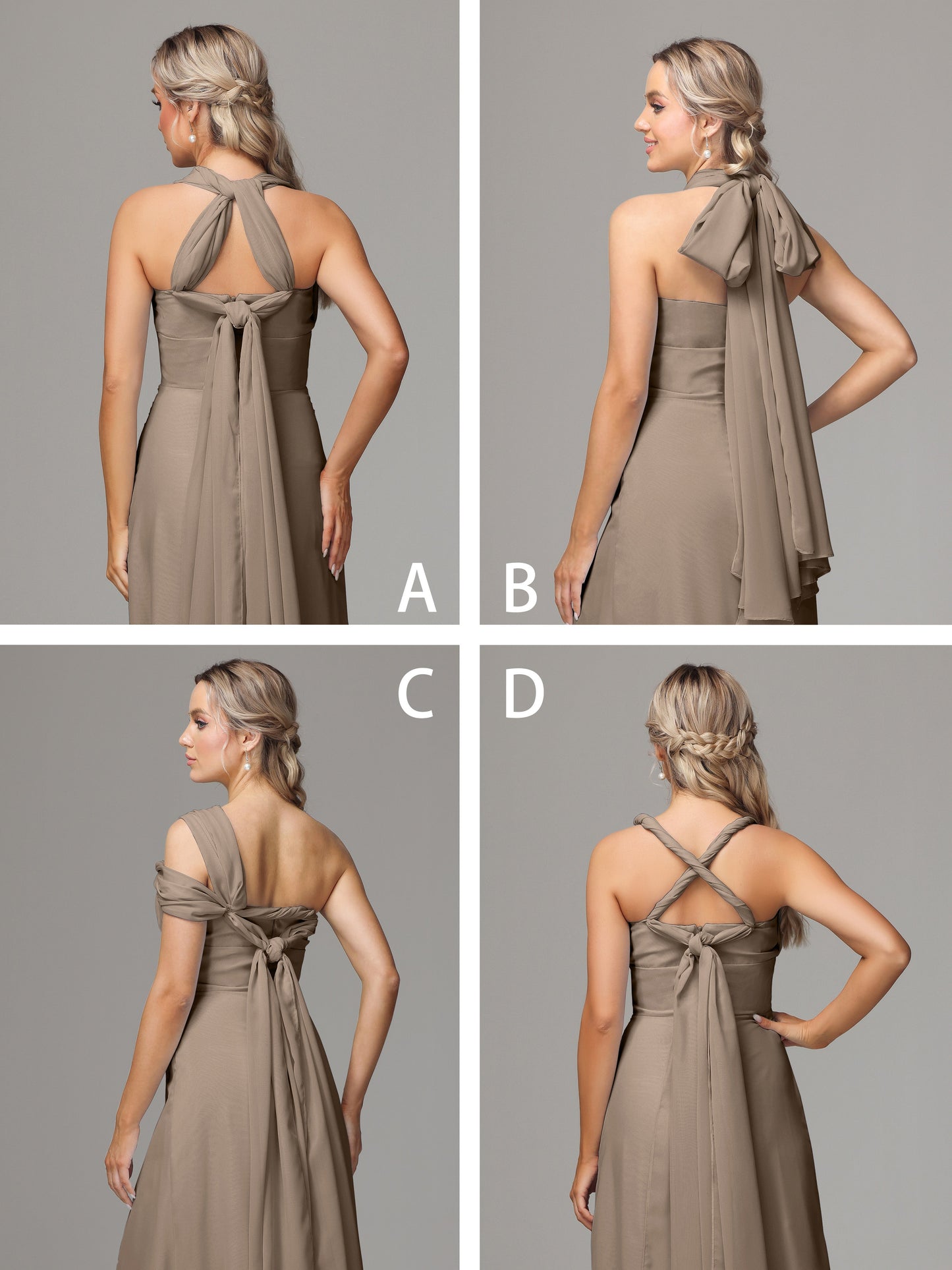 Sleeveless Off The Shoulder Chiffon Bridesmaid Dress With Slit