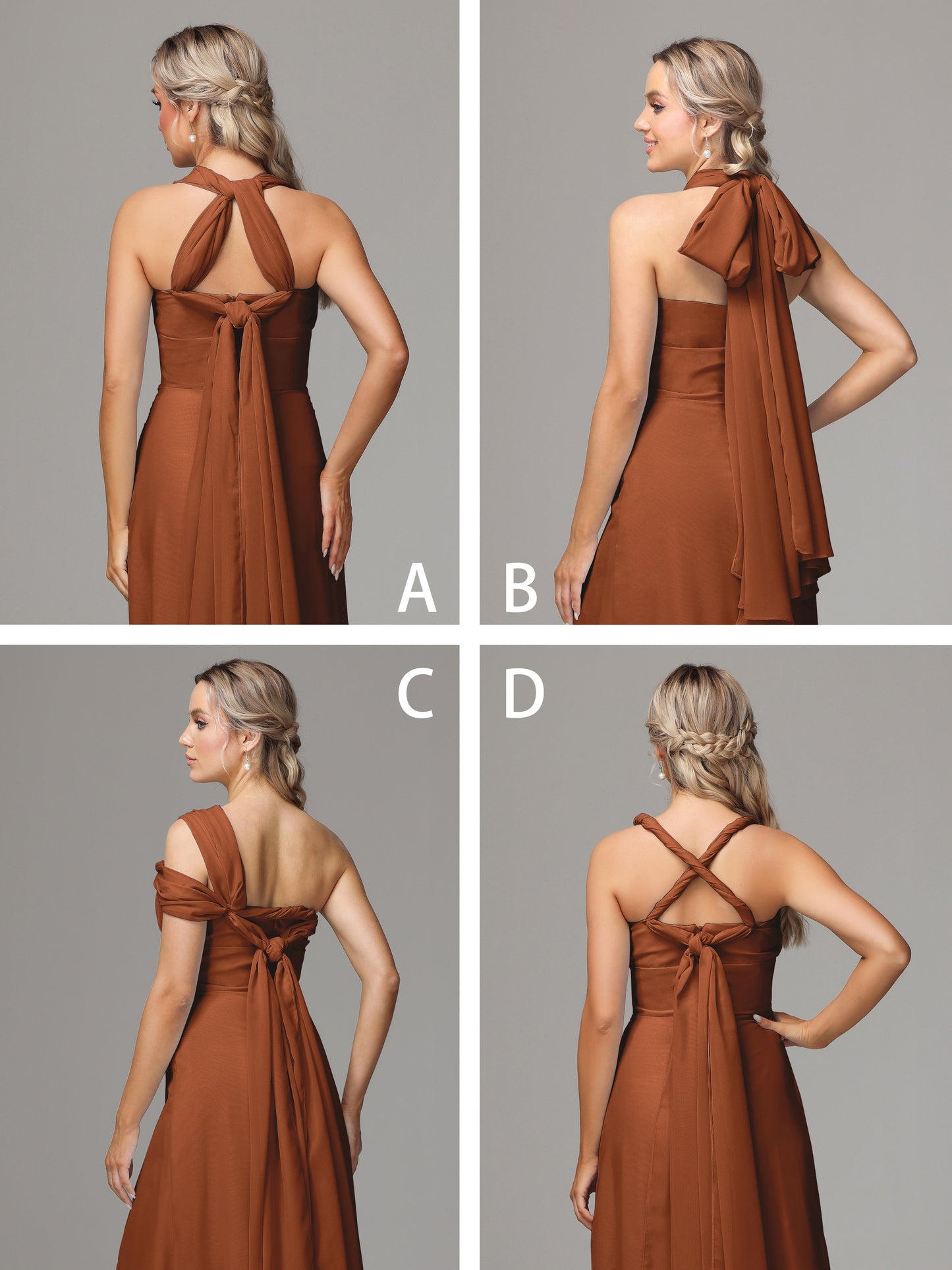 Sleeveless Off The Shoulder Chiffon Bridesmaid Dress With Slit