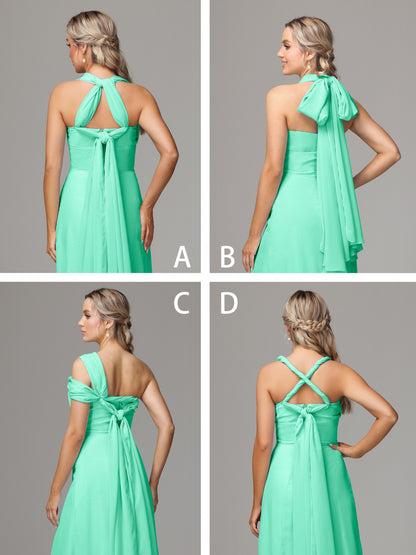 Sleeveless Off The Shoulder Chiffon Bridesmaid Dress With Slit
