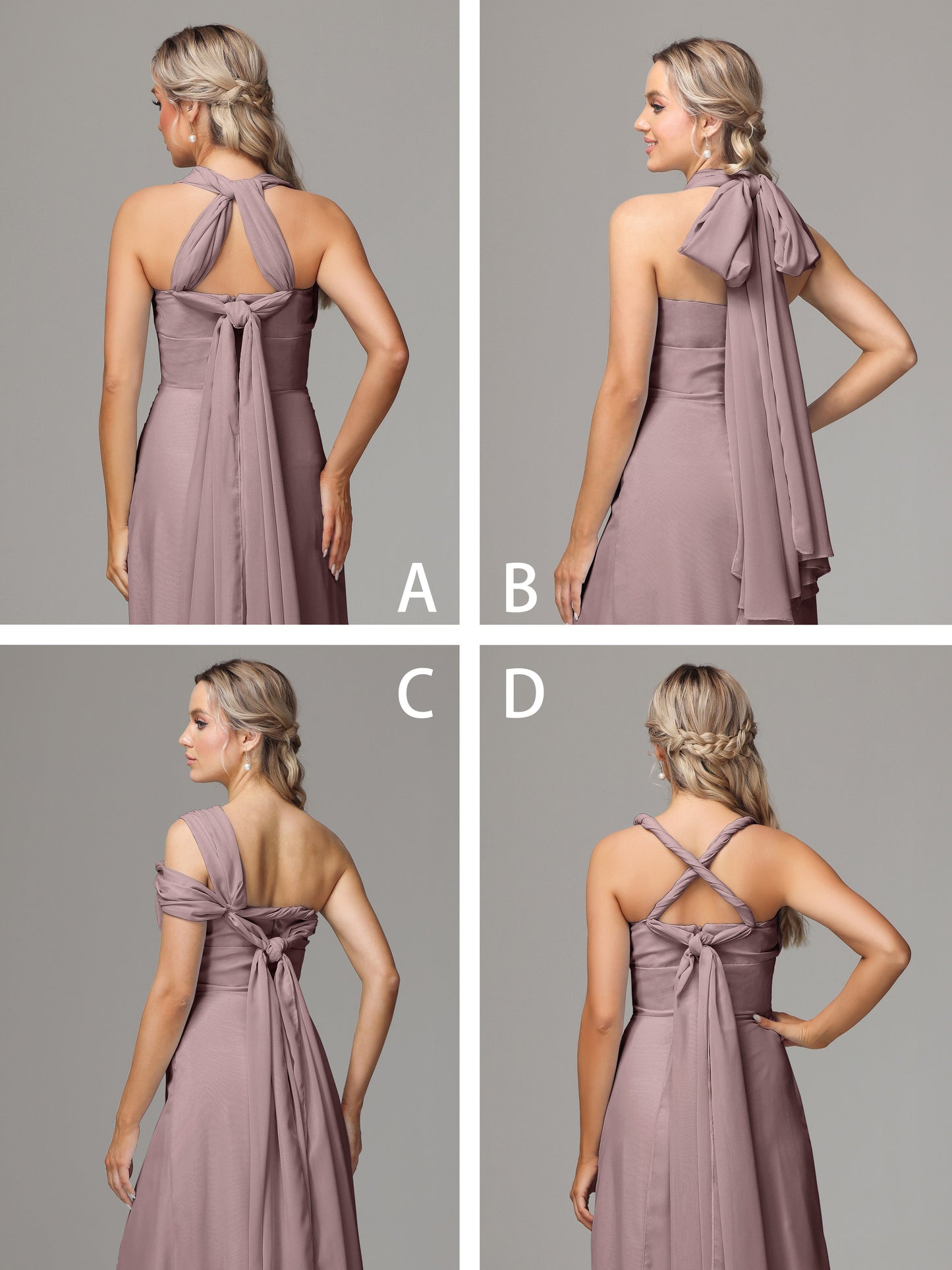 Sleeveless Off The Shoulder Chiffon Bridesmaid Dress With Slit