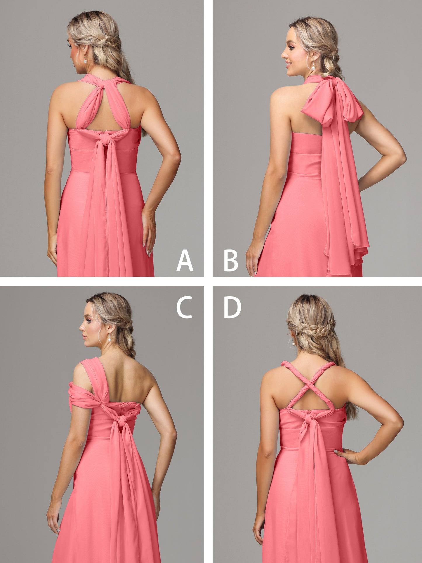 Sleeveless Off The Shoulder Chiffon Bridesmaid Dress With Slit
