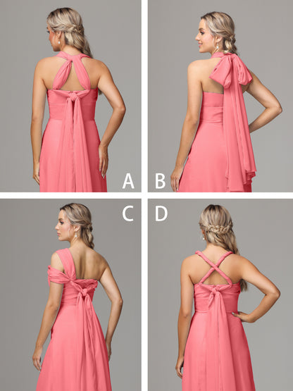 Sleeveless Off The Shoulder Chiffon Bridesmaid Dress With Slit