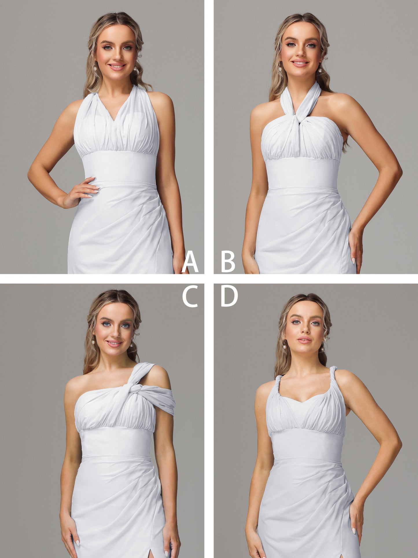 Sleeveless Off The Shoulder Chiffon Bridesmaid Dress With Slit