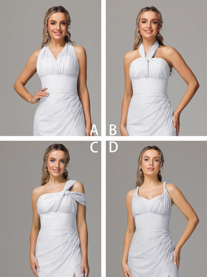 Sleeveless Off The Shoulder Chiffon Bridesmaid Dress With Slit