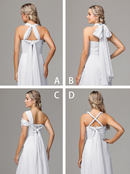 Sleeveless Off The Shoulder Chiffon Bridesmaid Dress With Slit