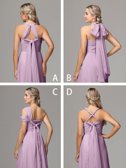 Sleeveless Off The Shoulder Chiffon Bridesmaid Dress With Slit
