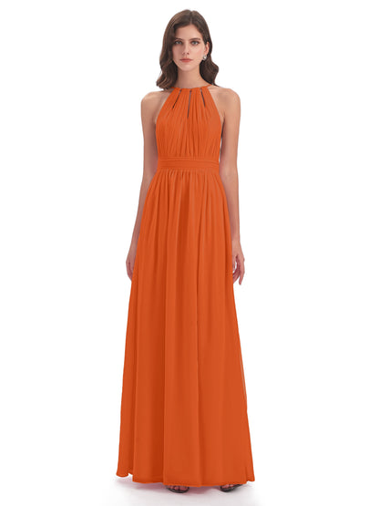 Marlowe Floor Length Halter Split Chiffon Bridesmaid Dresses