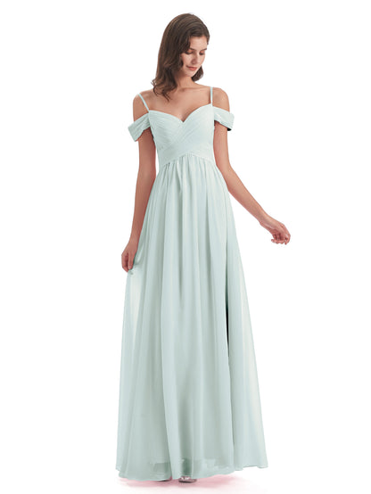 Mia A-line Off The Shoulder Long Bridesmaid Dresses