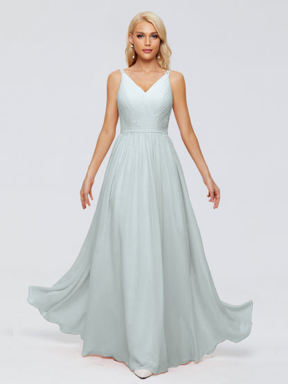 Morgan A-line V Neck Chiffon Bridesmaid Dresses