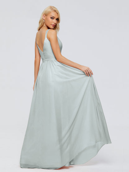 Morgan A-line V Neck Chiffon Bridesmaid Dresses