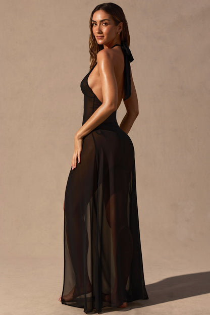 Halterneck Maxi Dress in Black