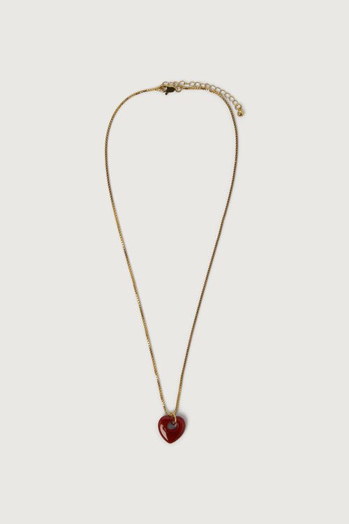 RED AGATE HEART PENDANT NECKLACE
