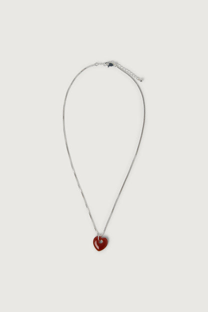 RED AGATE HEART PENDANT NECKLACE