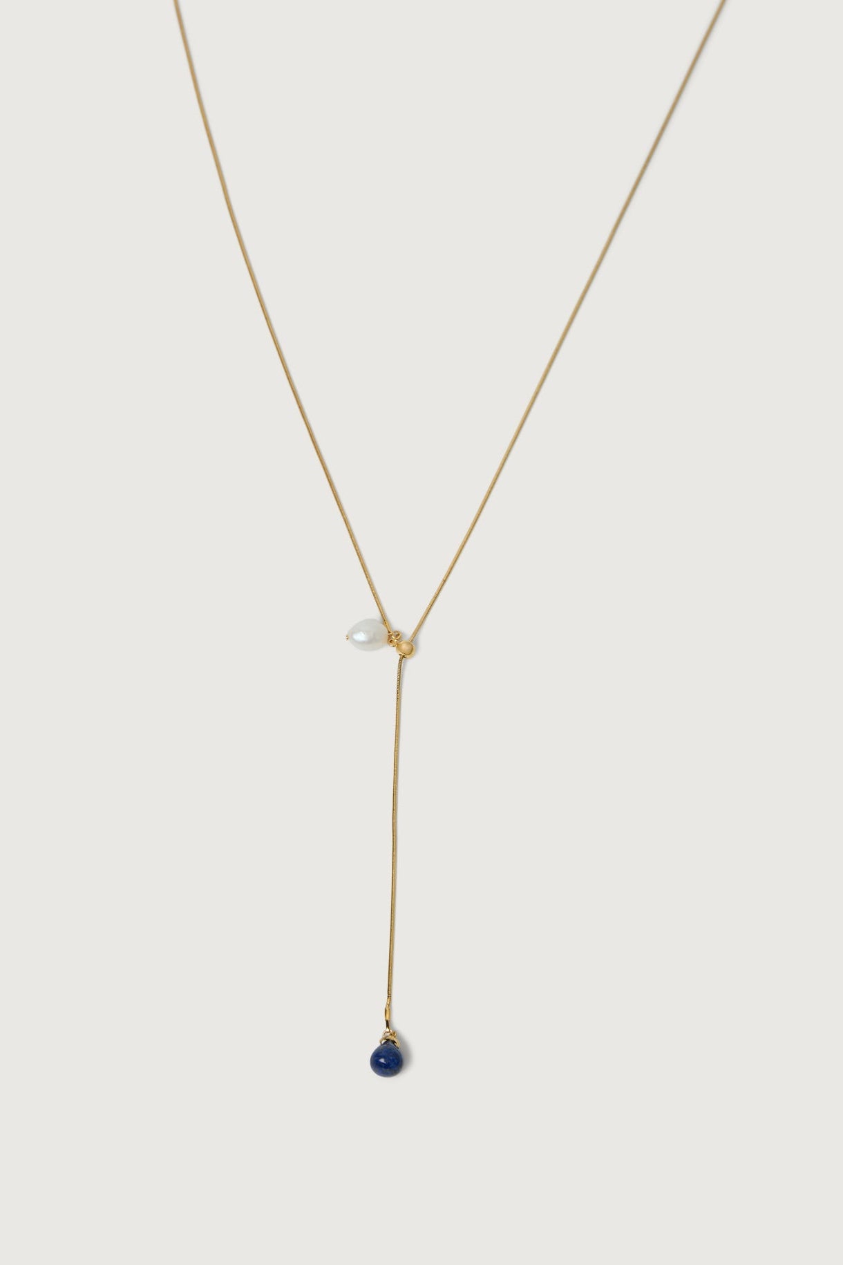 LARIAT NECKLACE WITH PEARL PENDANTS