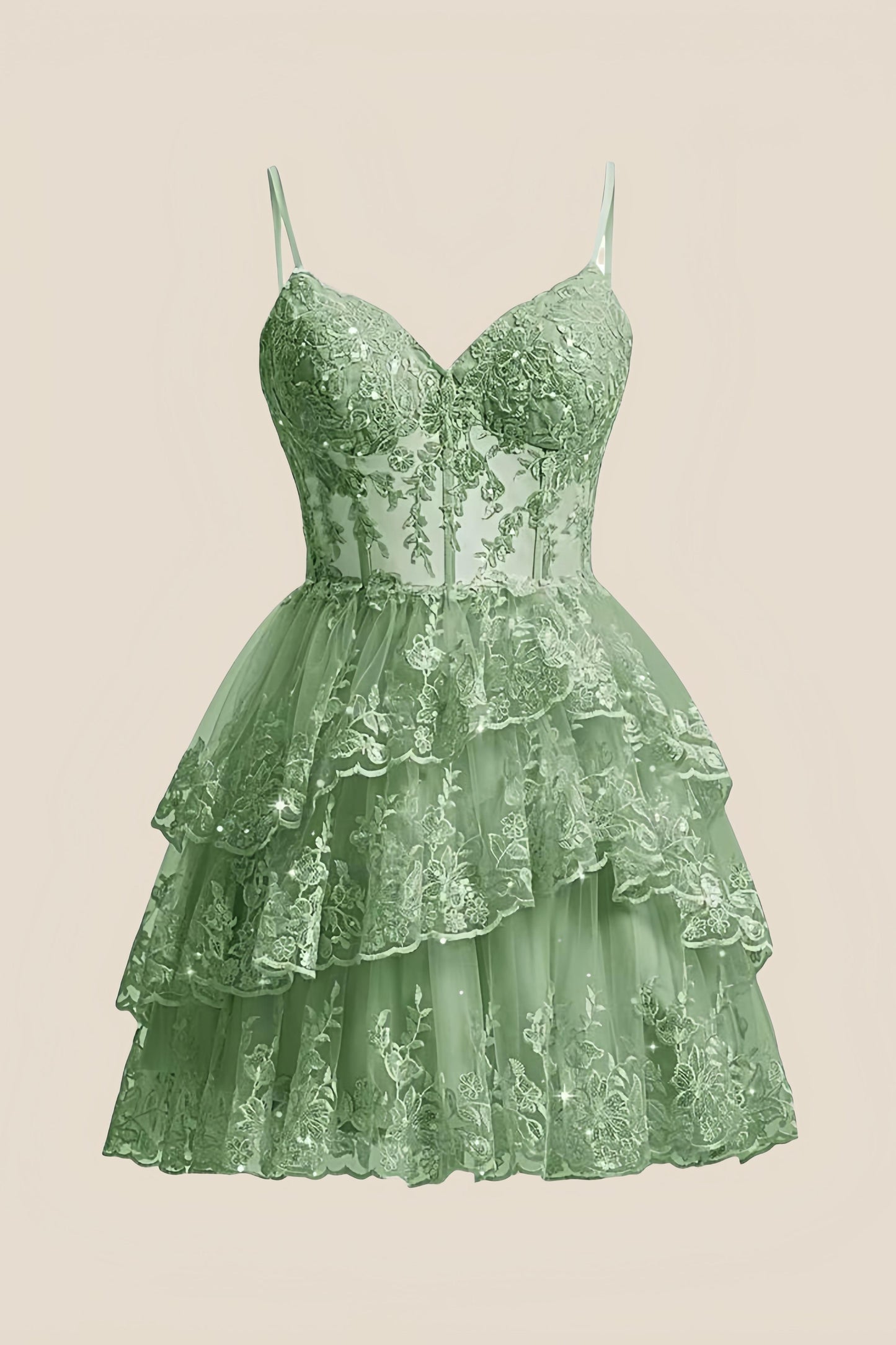Straps Light Blue Tiered Layered Short Princess Dress