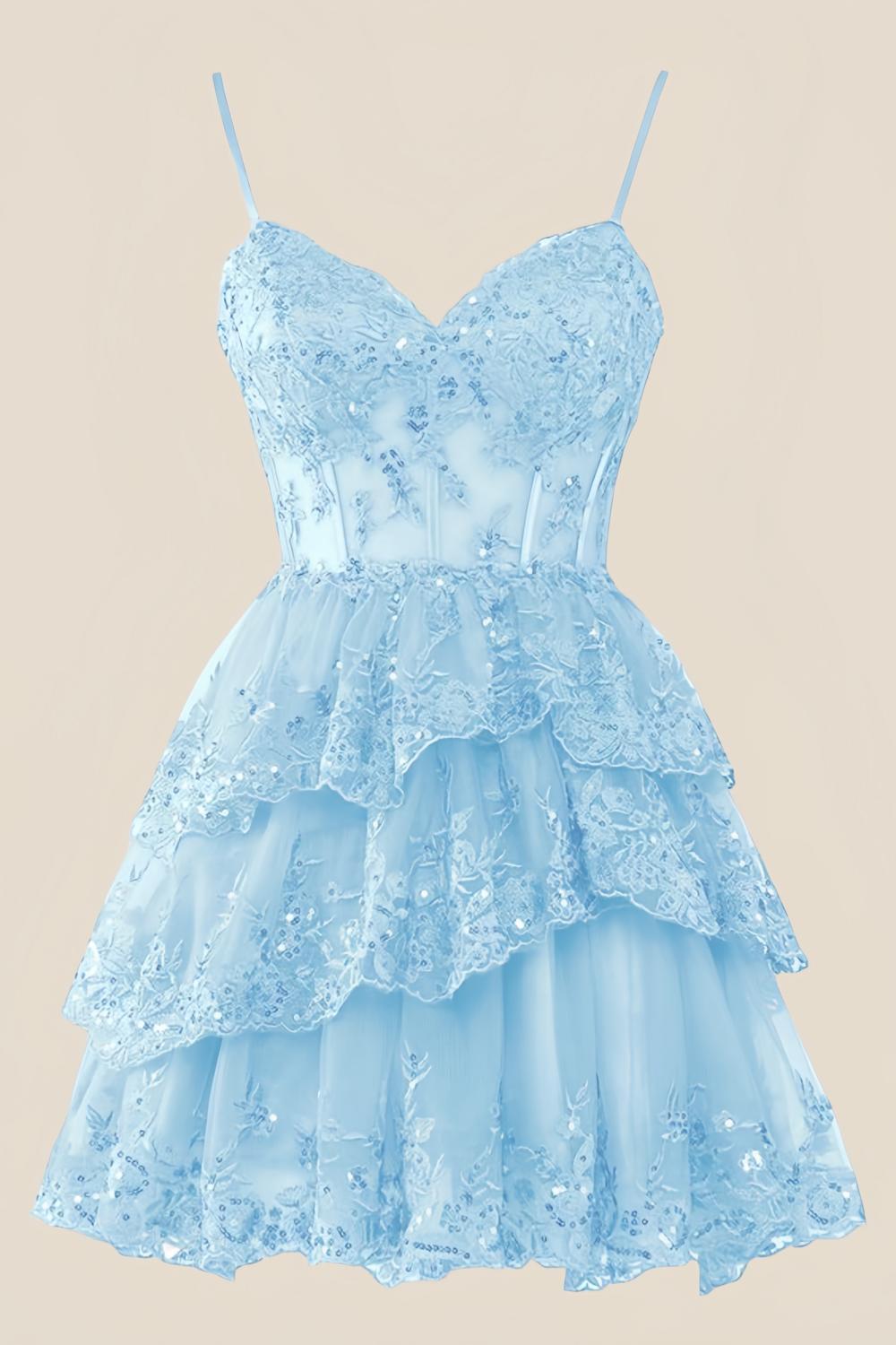 Straps Hot Pink Appliques Tiered Layered Short Princess Dress