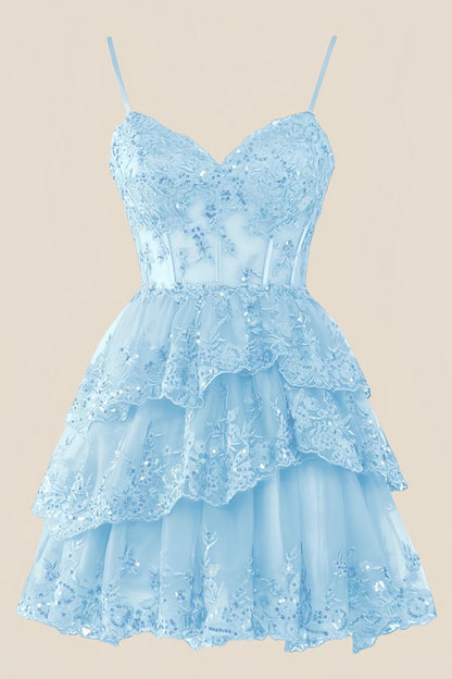 Straps Hot Pink Appliques Tiered Layered Short Princess Dress