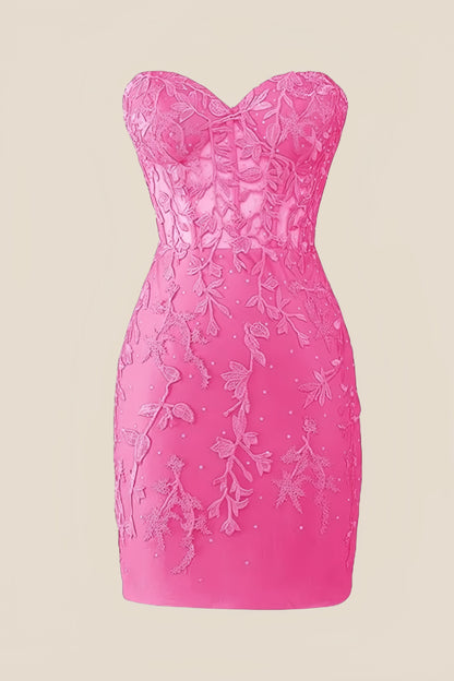 Sweetheart Orange Lace Tight Mini Dress