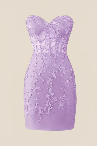 Sweetheart Hot Pink Lace Tight Mini Dress