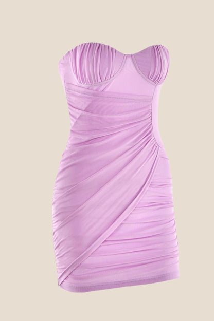 Sweetheart Blue Ruched Bodycon Short Dress