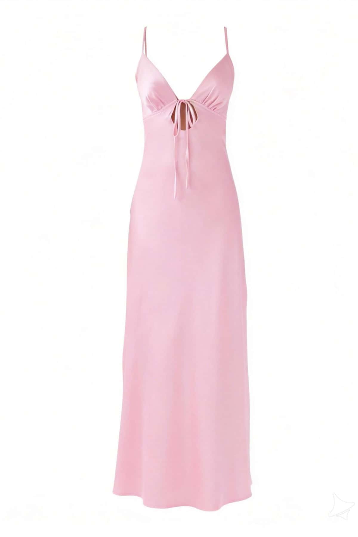 Plunge Neck Purple Back Tie Long Dress