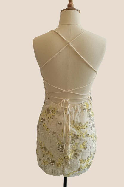 Straps Green Sequin Fitted Short Dress