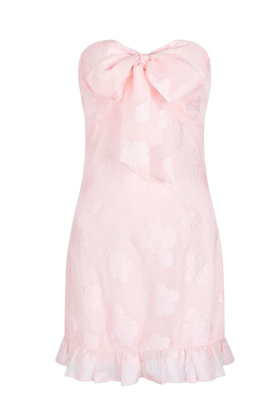 Sweet Pink Bow Fitted Short Dress