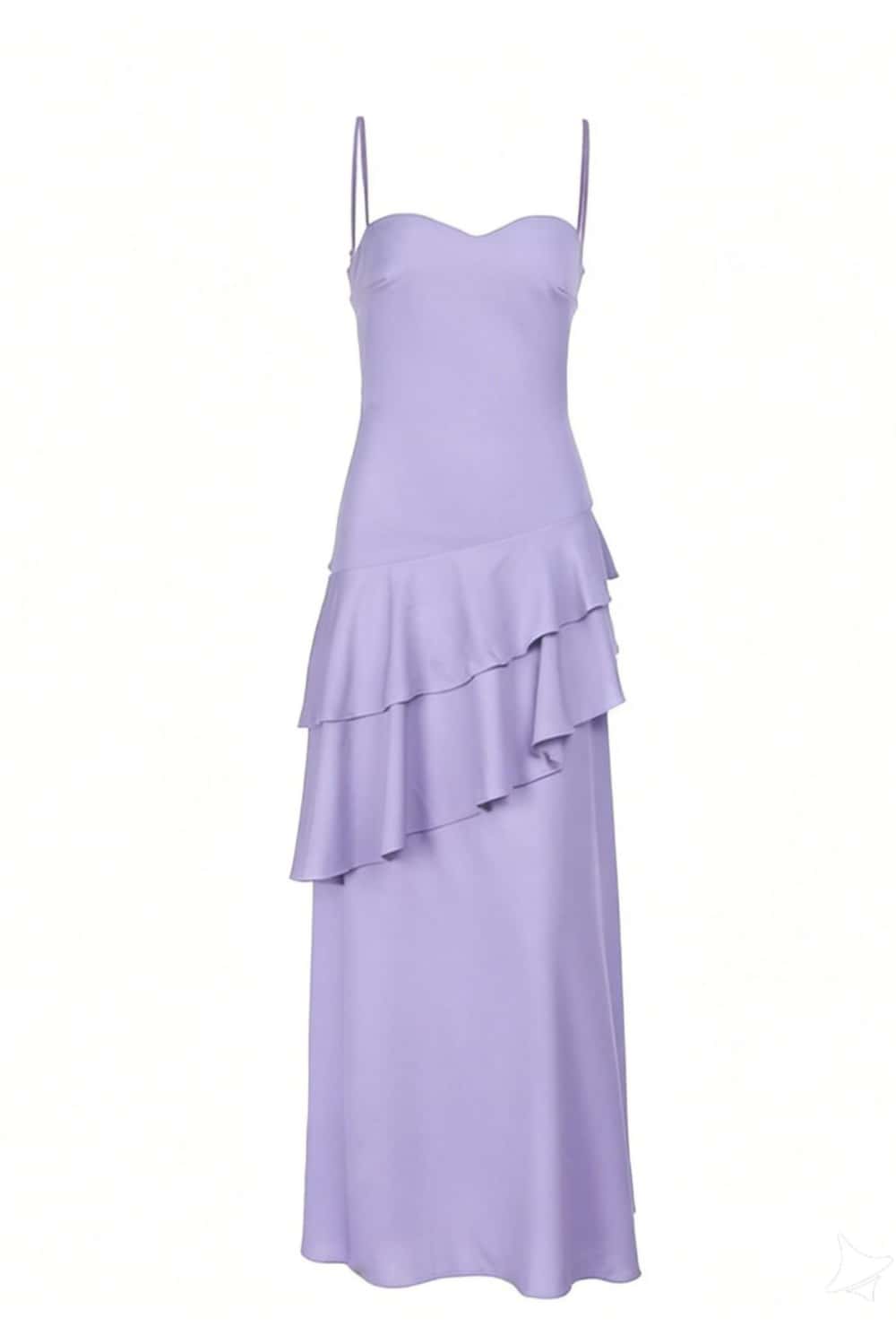 Straps Blue Chiffon Tiered Maxi Dress