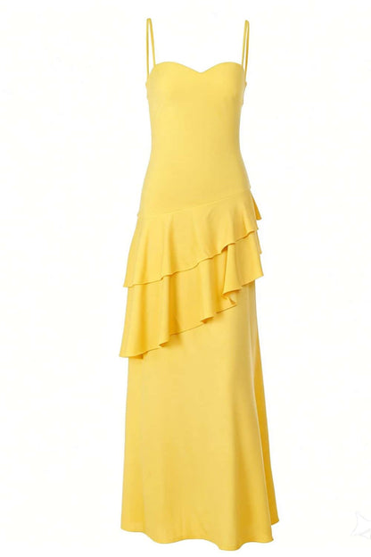 Straps Royal Blue Chiffon Tiered Maxi Dress