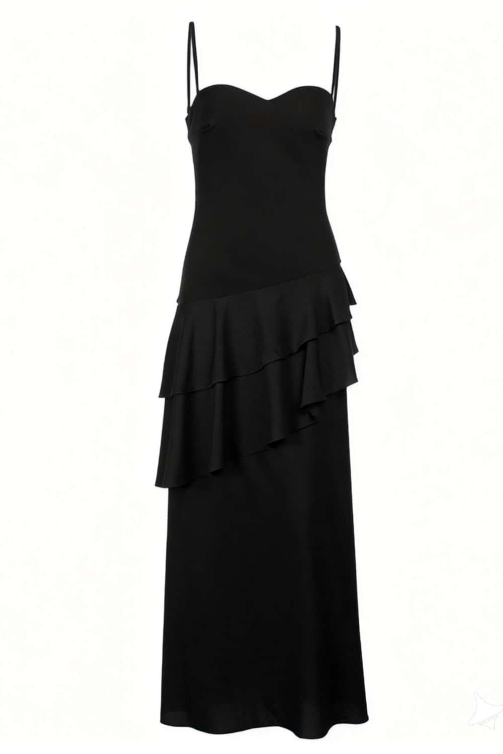 Straps Royal Blue Chiffon Tiered Maxi Dress