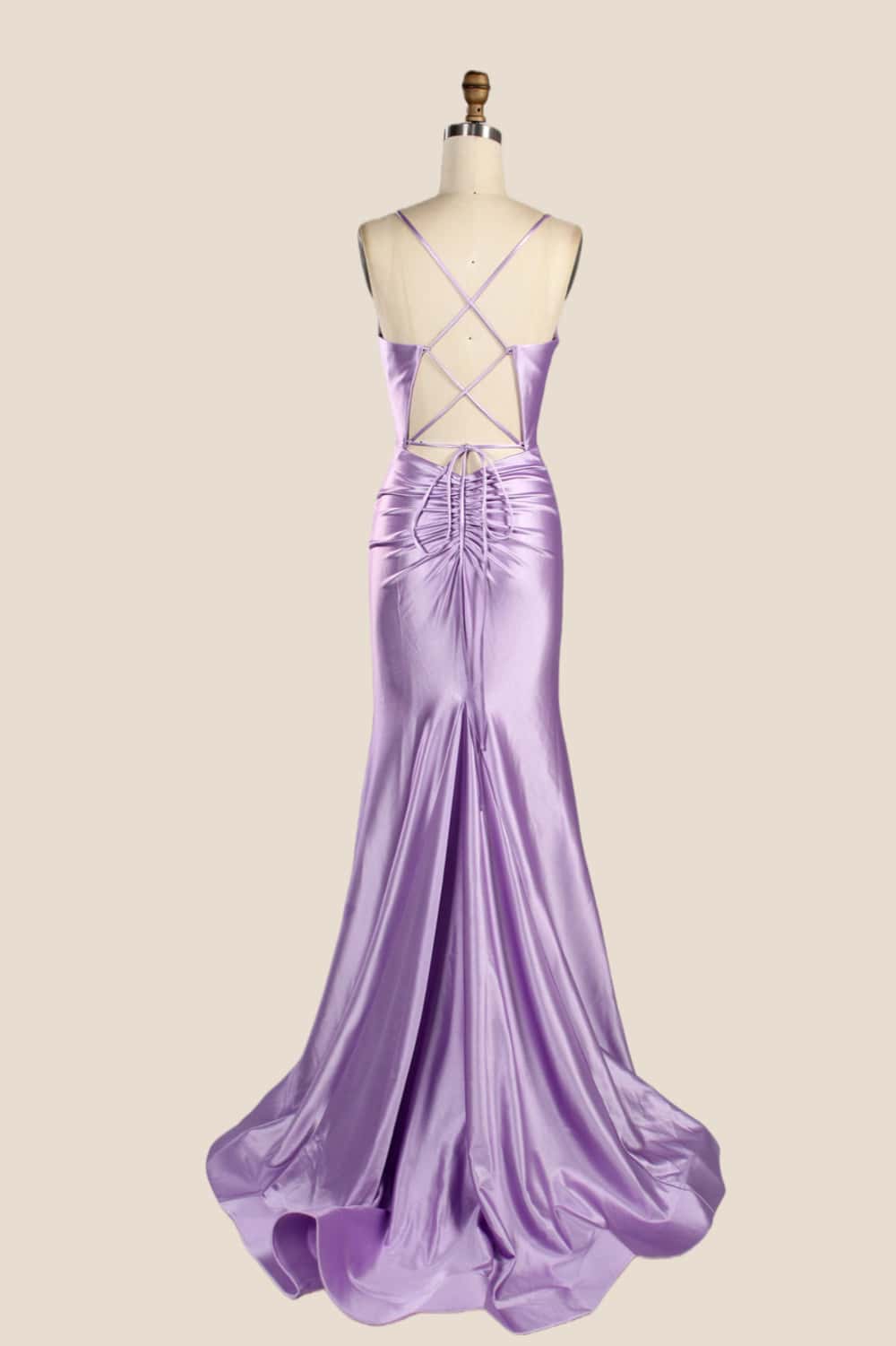 Straps Fuchsia Satin Memaid Long Formal Dress