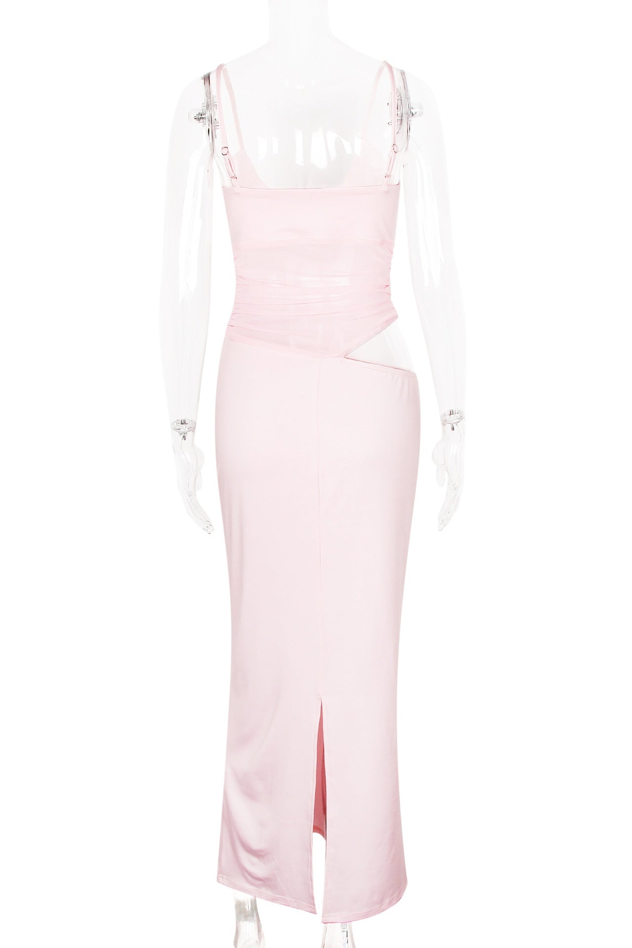 Pink Sheer Cutout Fitted Dress