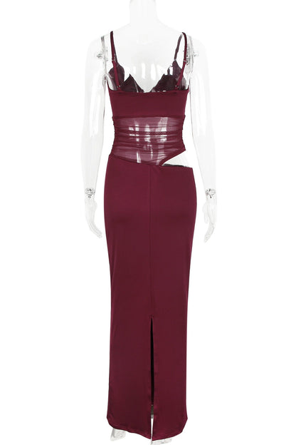 Pink Sheer Cutout Fitted Dress