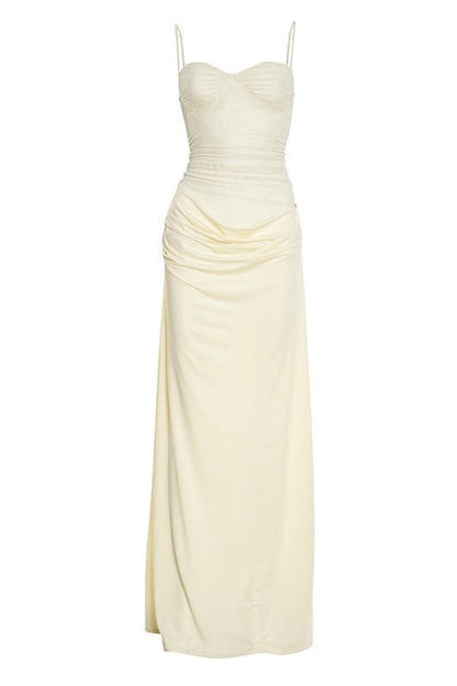 Straps Yellow Sheer Corset Long Dress