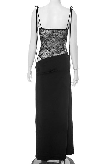 Straps Burgundy Sheer Tight Long Dress