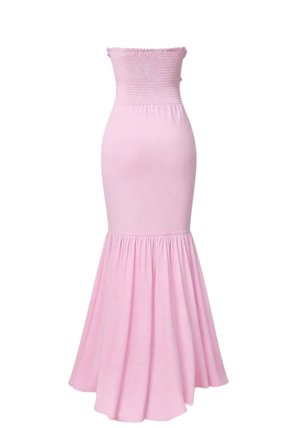 Pink Strapless Ruffles Mermaid Dress