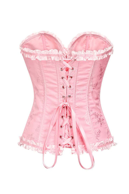 Sweetheart Brown Lace-Up Floral Corset