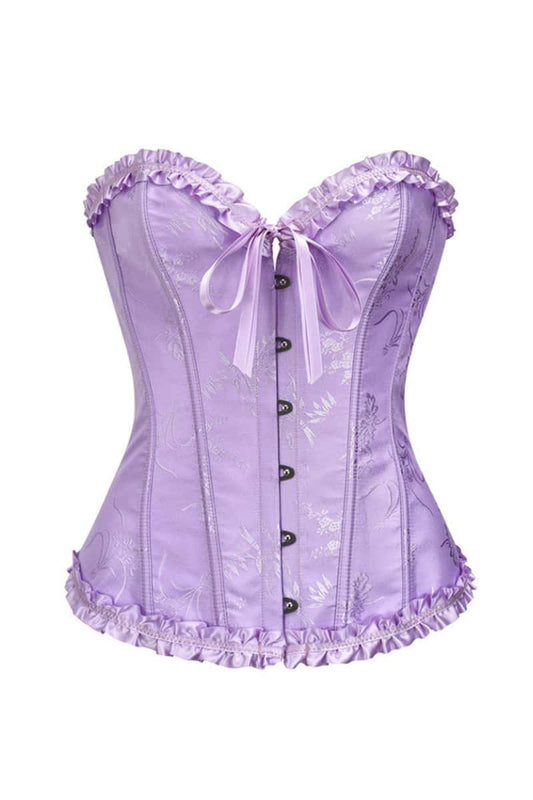 Sweetheart Lilac Lace-Up Floral Corset