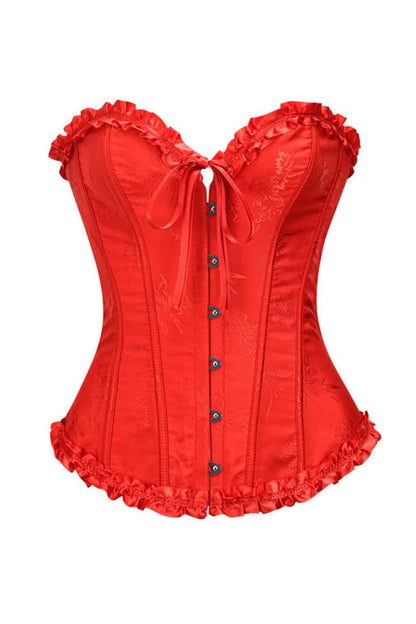 Sweetheart Brown Lace-Up Floral Corset