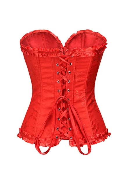 Sweetheart Brown Lace-Up Floral Corset