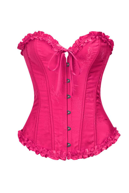Sweetheart Brown Lace-Up Floral Corset