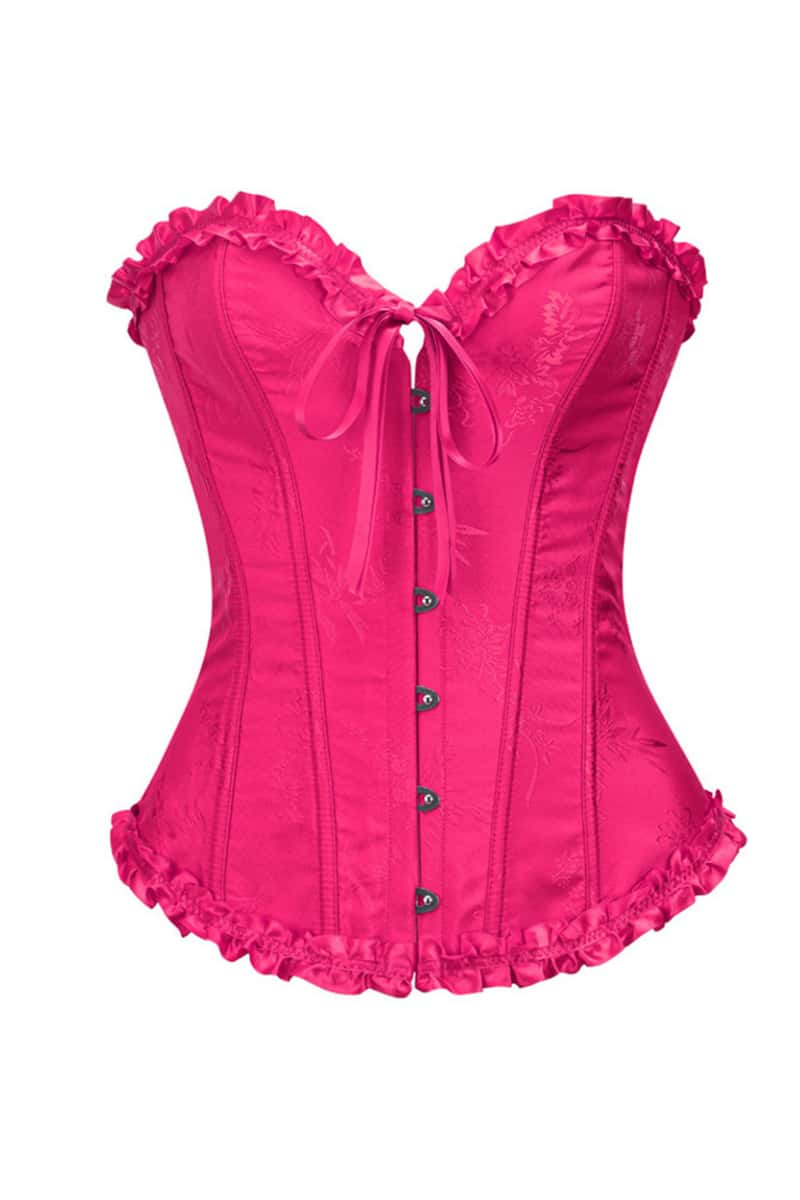 Sweetheart Pink Lace-Up Floral Corset