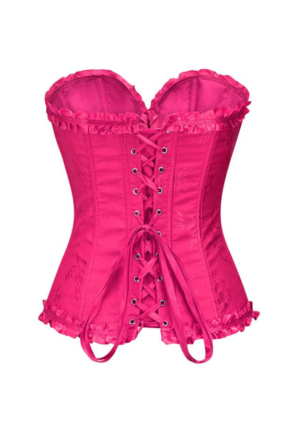 Sweetheart Pink Lace-Up Floral Corset