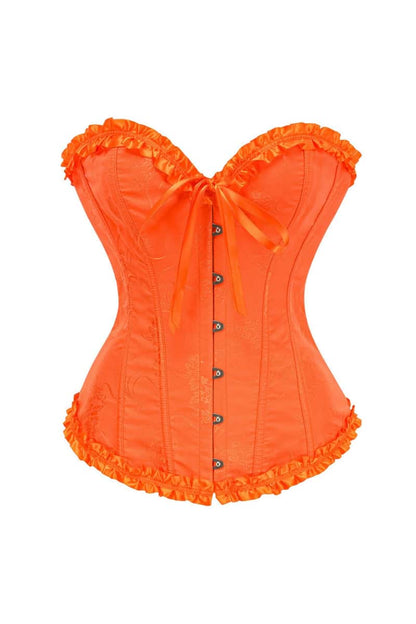 Sweetheart Brown Lace-Up Floral Corset