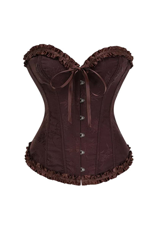 Sweetheart Brown Lace-Up Floral Corset